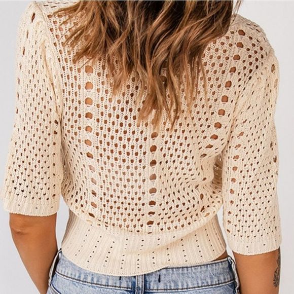 Cropped Crochet Sweater - Picture 3 of 3